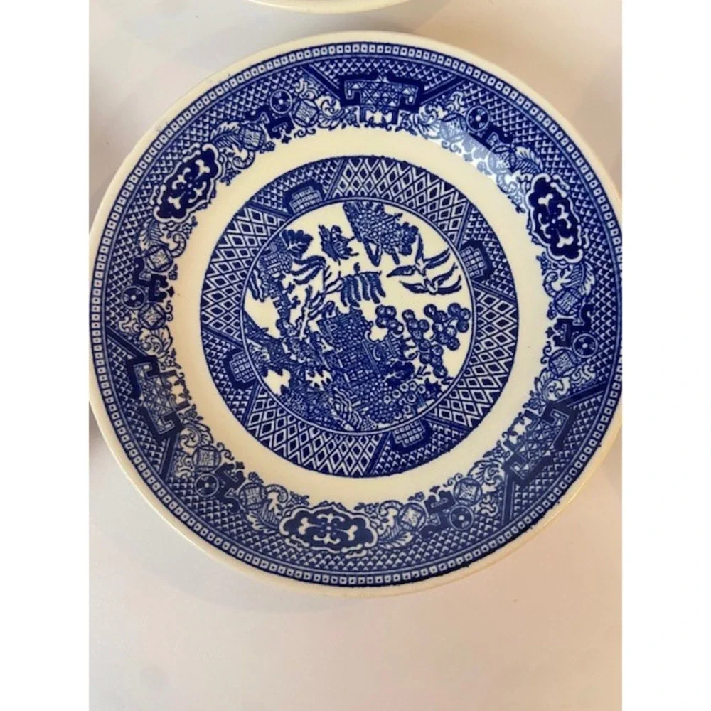 9 Willow Ware Blue Willow Saucers MIXED MAKERS Transferware Underglaze 6 Inch